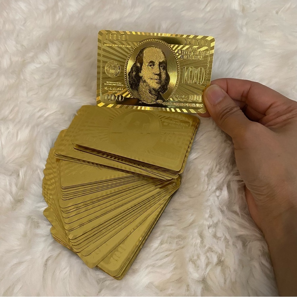 Deck of Playing Cards in Gold Foil Benjamin Franklin
